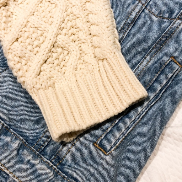 Denim Jacket Cable Knit Sleeves | Urban Outfitters - Picture 3 of 3